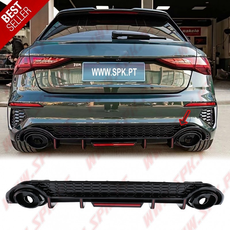 Difusor Traseiro + Ponteiras - Audi A3 8Y Hatchback (2020-)