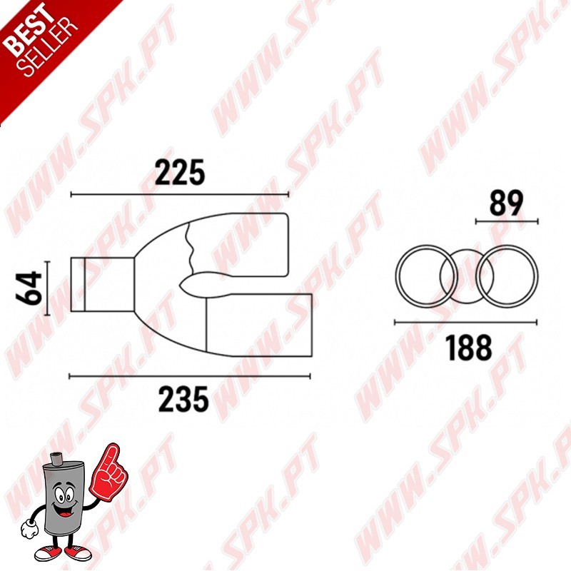 Ponteira de Escape Inox - Dupla 2x89mm