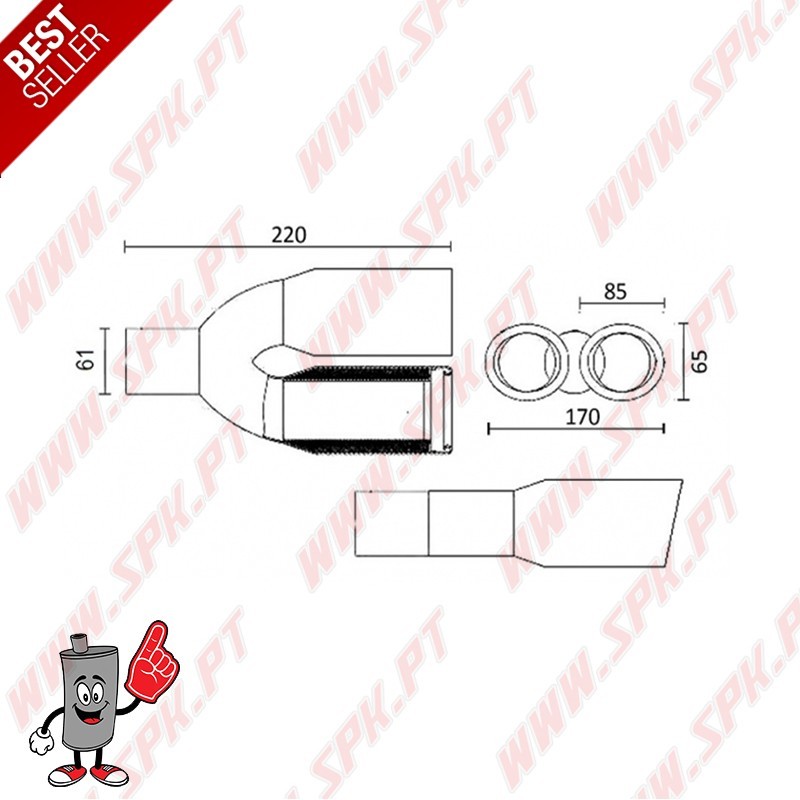 Ponteira de Escape Inox - Dupla Oval 2x 85X65mm Ponteira de Escape Inox - Dupla Oval 2x 85X65mm