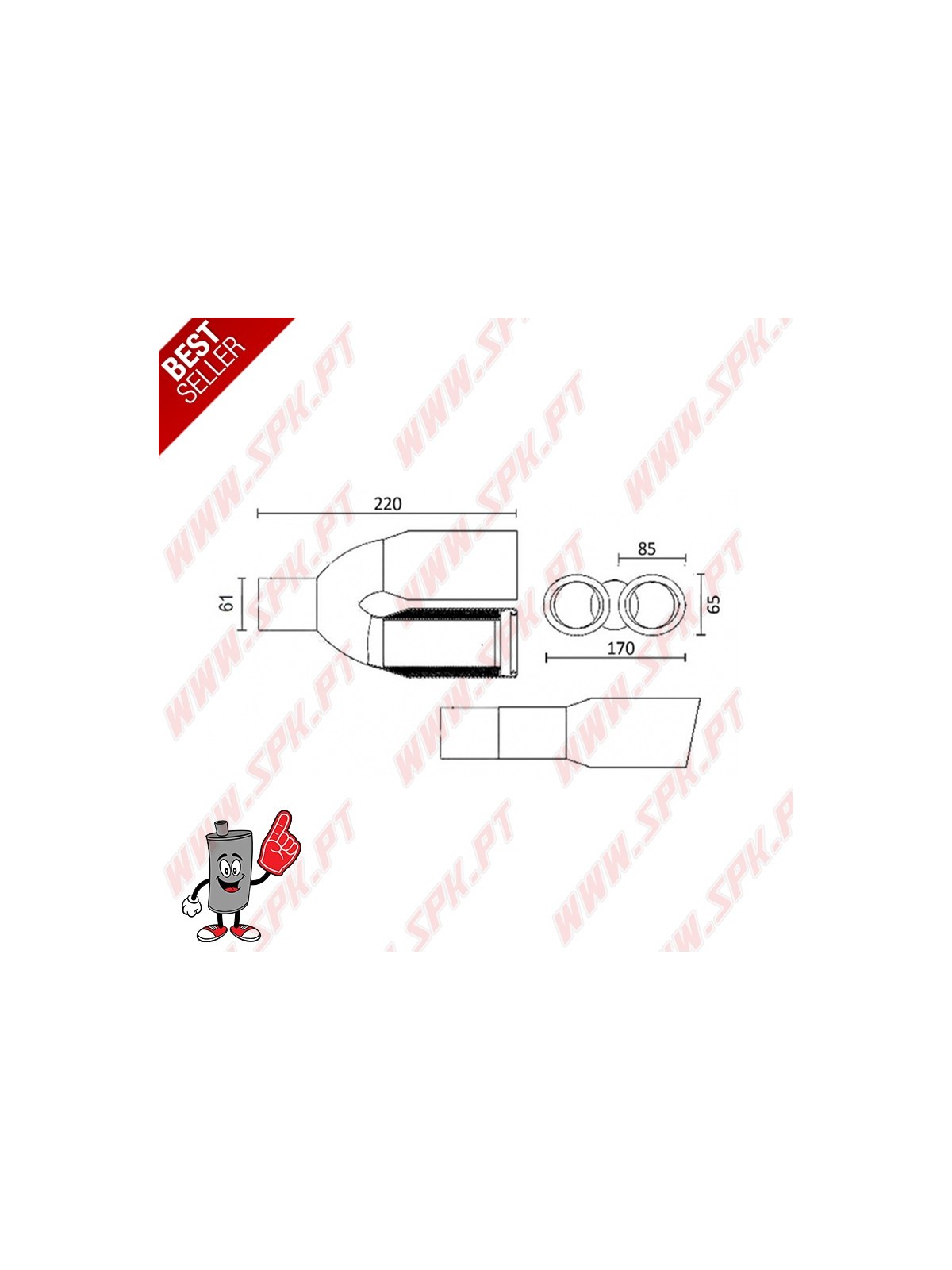 Ponteira de Escape Inox - Dupla Oval 2x 85X65mm Ponteira de Escape Inox - Dupla Oval 2x 85X65mm