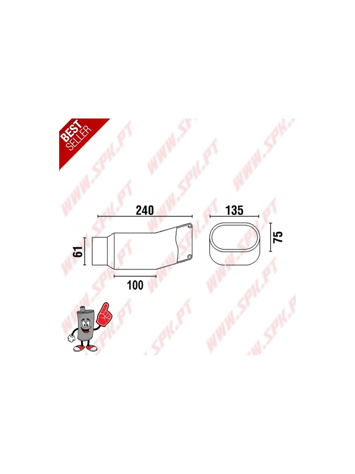 Ponteira de Escape Inox Look DTM - Rectangular 135X75mm