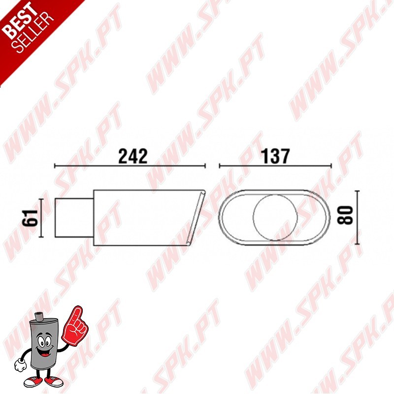 Ponteira de Escape Inox - Rectangular 137X80mm