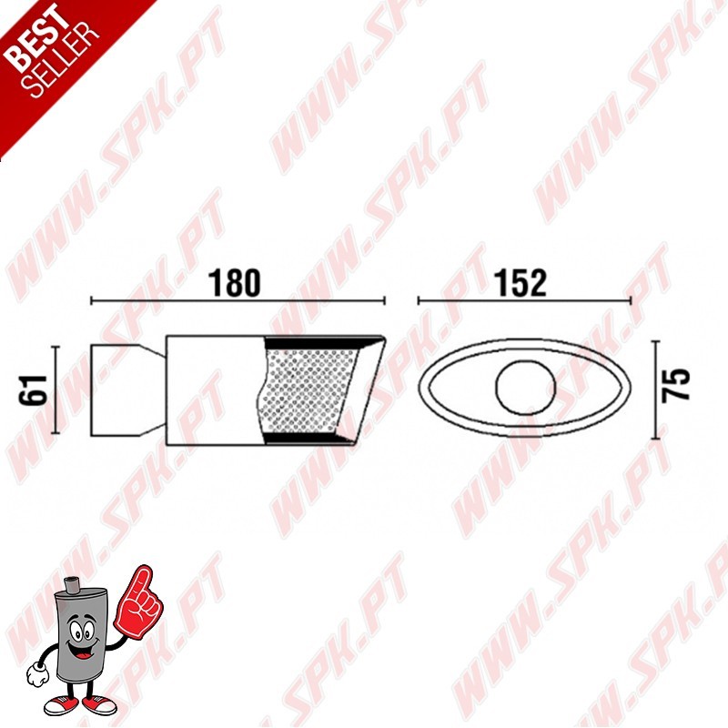 Ponteira de Escape Inox - Oval 152X75mm