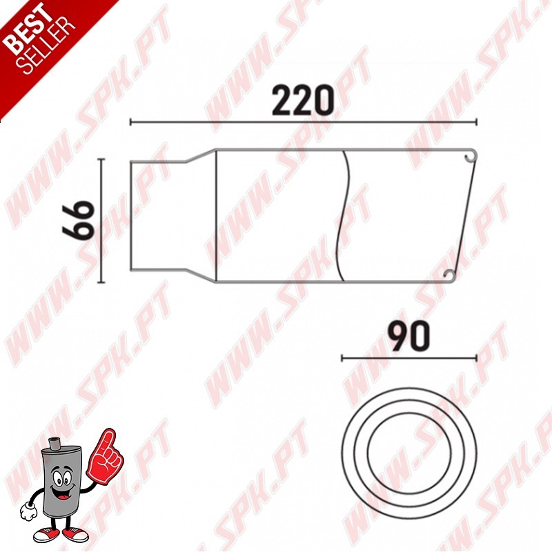 Ponteira de Escape Inox Look Titanium - Redonda 90mm