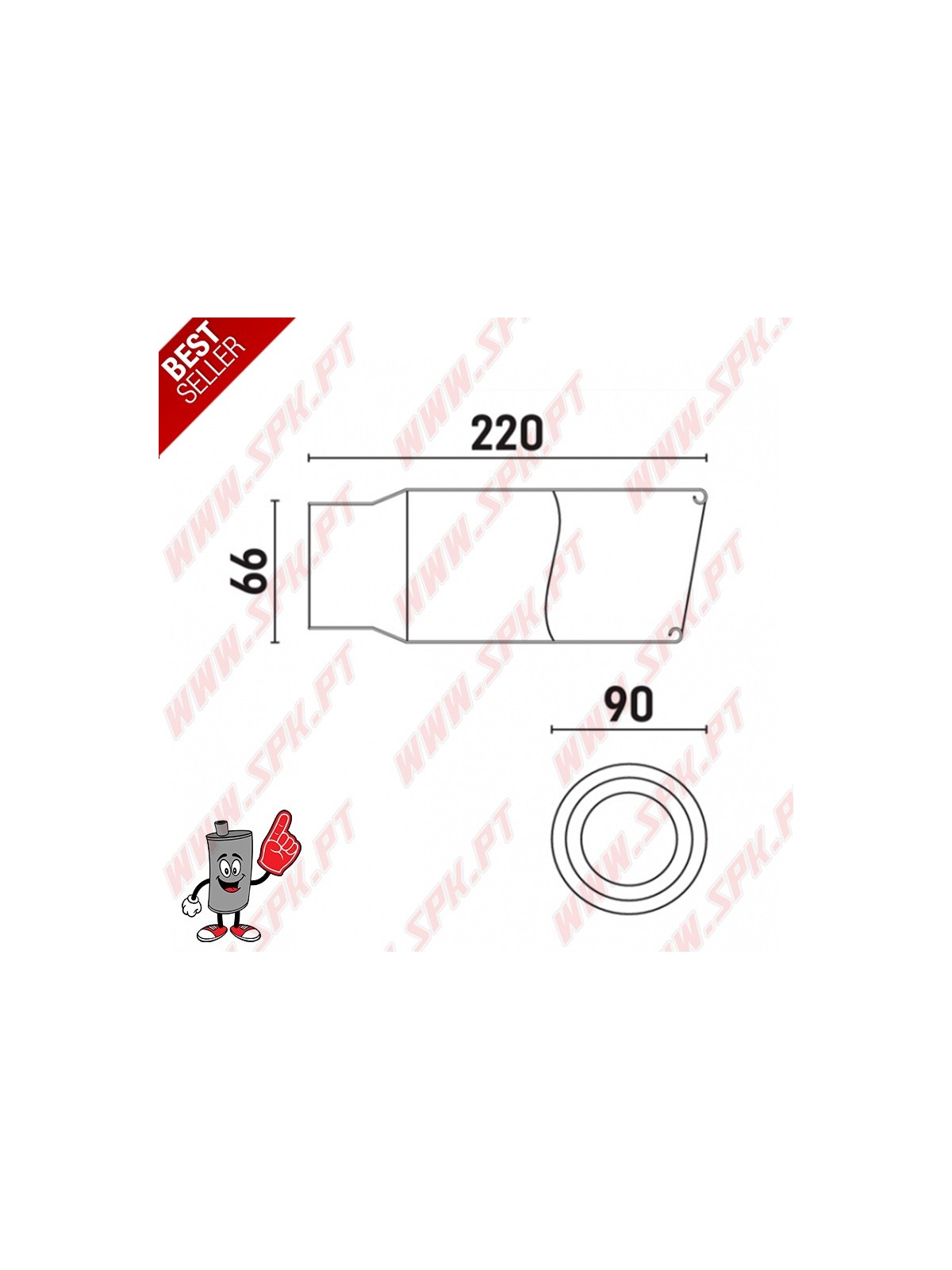 Ponteira de Escape Inox Look Titanium - Redonda 90mm