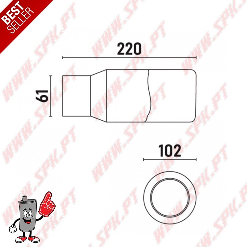Ponteira de Escape Inox - Redonda 102mm