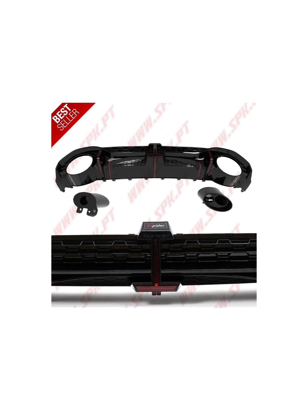 Difusor Traseiro + Ponteiras - Audi A3 8Y Hatchback (2020-)