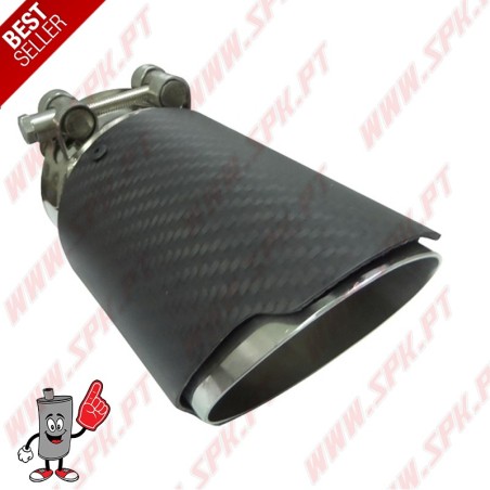 Ponteira de Escape Look Carbon+Inox - Redonda 76mm