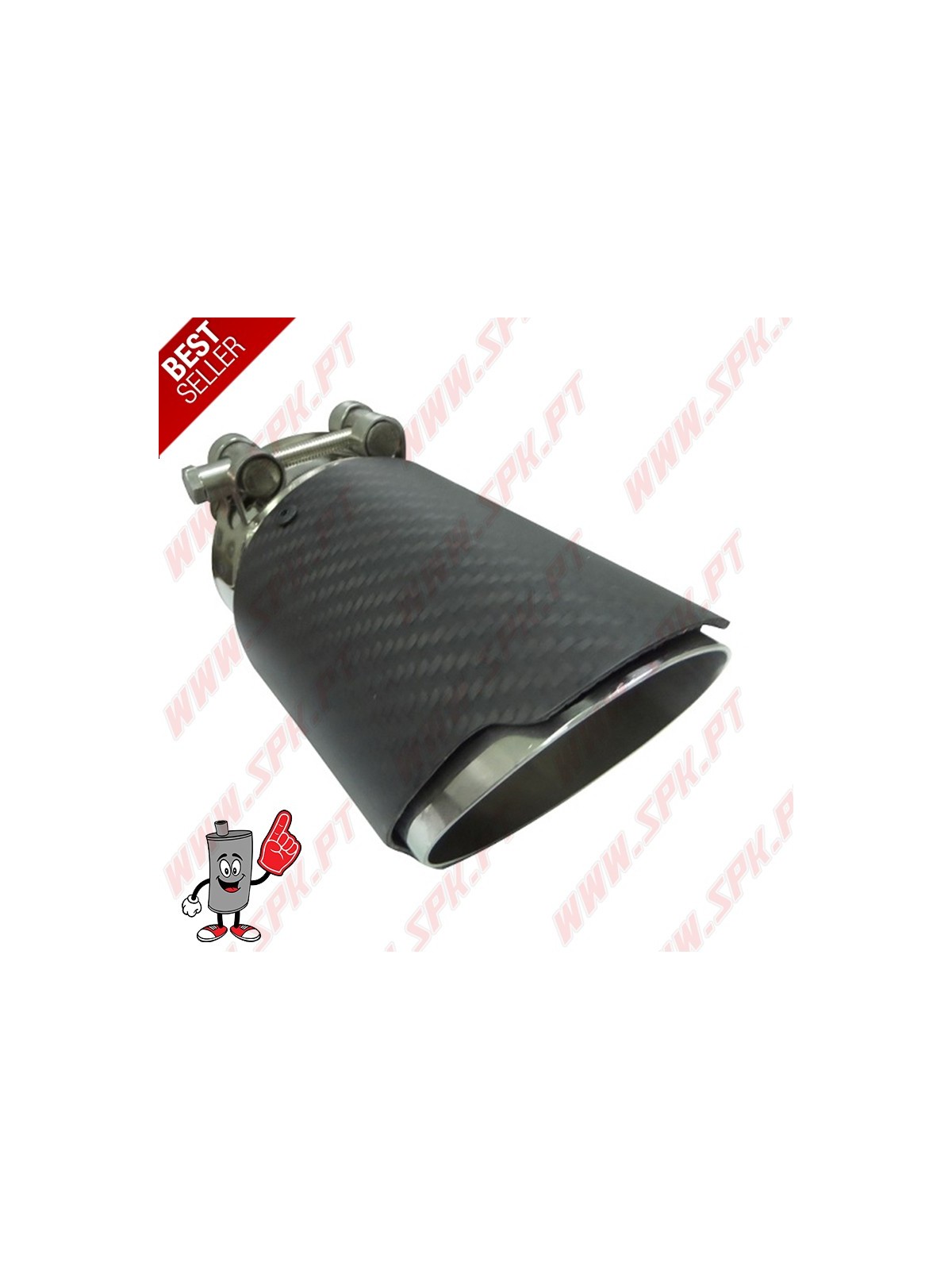 Ponteira de Escape Look Carbon+Inox - Redonda 76mm