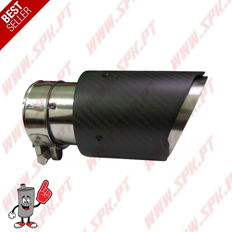 Ponteira de Escape Look Carbon+Inox - Redonda 76mm