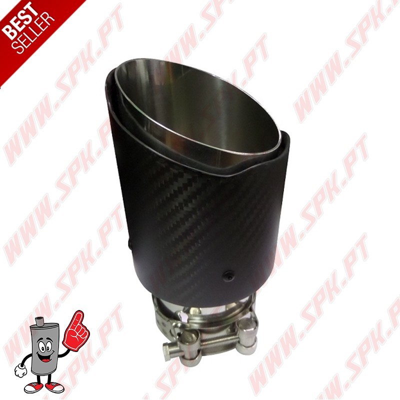 Ponteira de Escape Look Carbon+Inox - Redonda 101mm