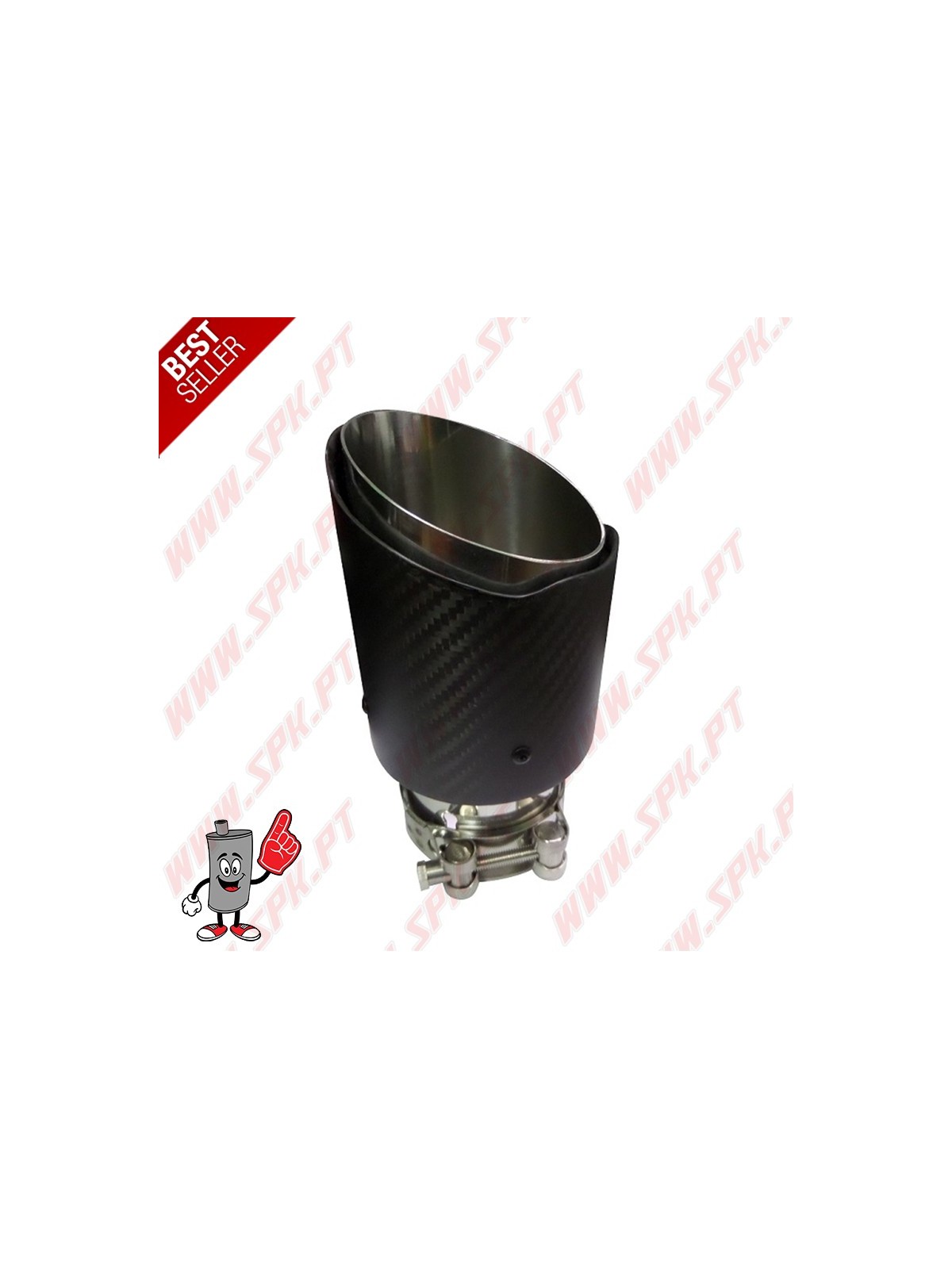 Ponteira de Escape Look Carbon+Inox - Redonda 101mm