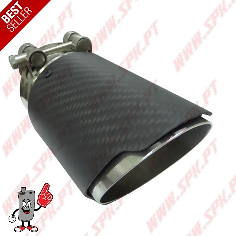 Ponteira de Escape Look Carbon+Inox - Redonda 101mm