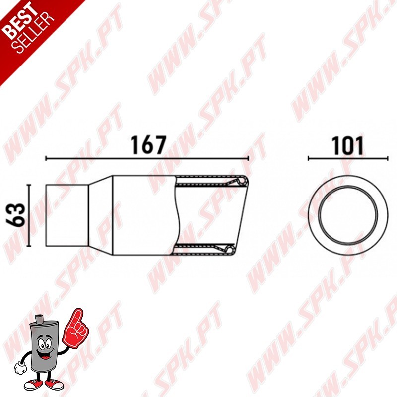 Ponteira de Escape Look Carbon+Inox - Redonda 101mm