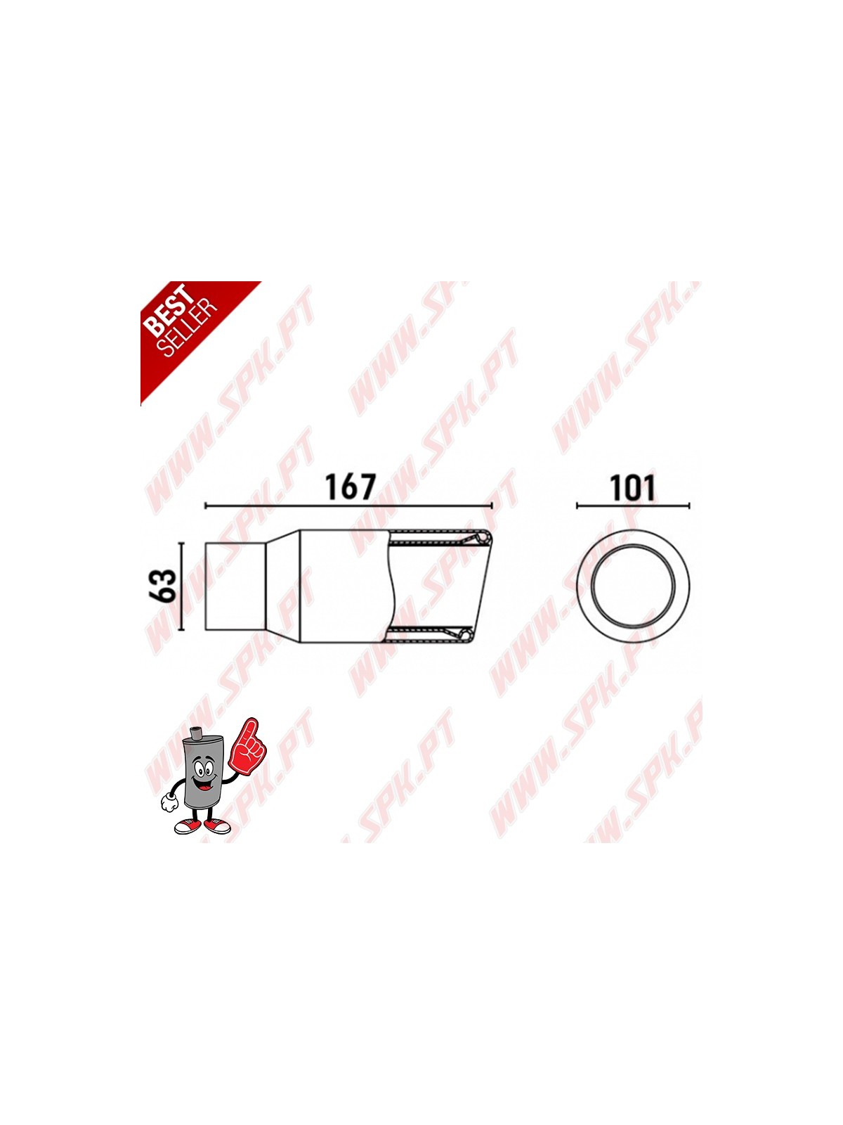 Ponteira de Escape Look Carbon+Inox - Redonda 101mm