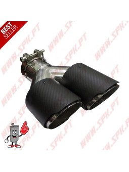 Ponteira de Escape Look Carbon+Inox - Dupla 2x90mm