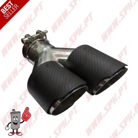 Ponteira de Escape Look Carbon+Inox - Dupla 2x90mm