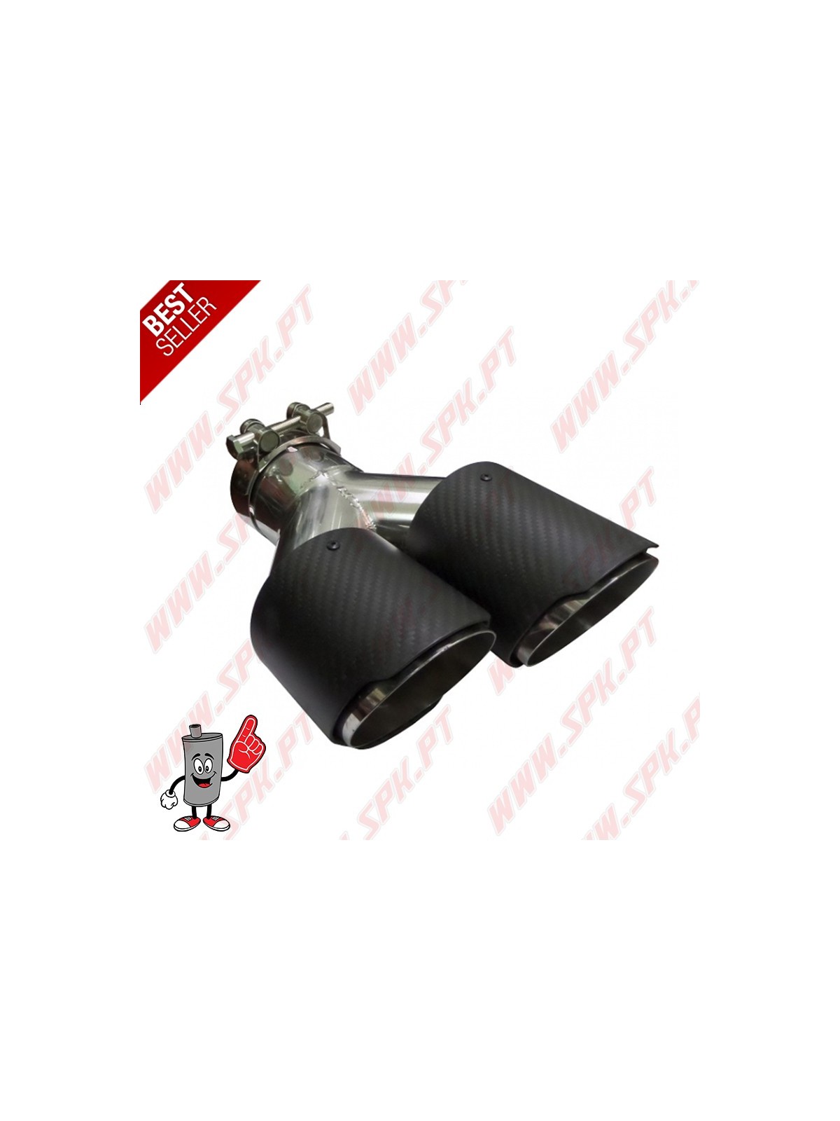 Ponteira de Escape Look Carbon+Inox - Dupla 2x90mm