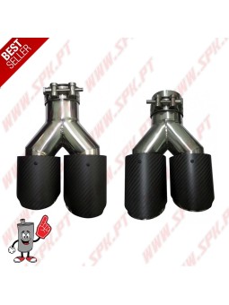 Ponteira de Escape Look Carbon+Inox - Dupla 2x90mm