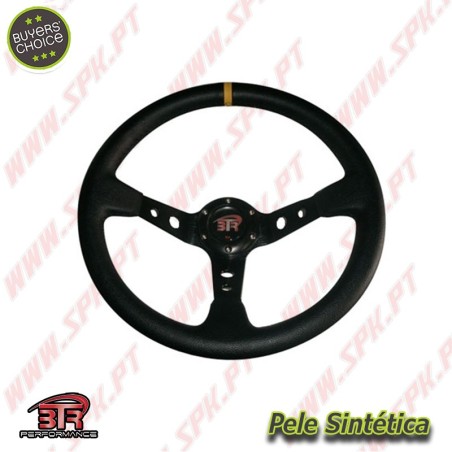 Volante C/Offset Pele / Negro+Amarelo - Aplicação Universal