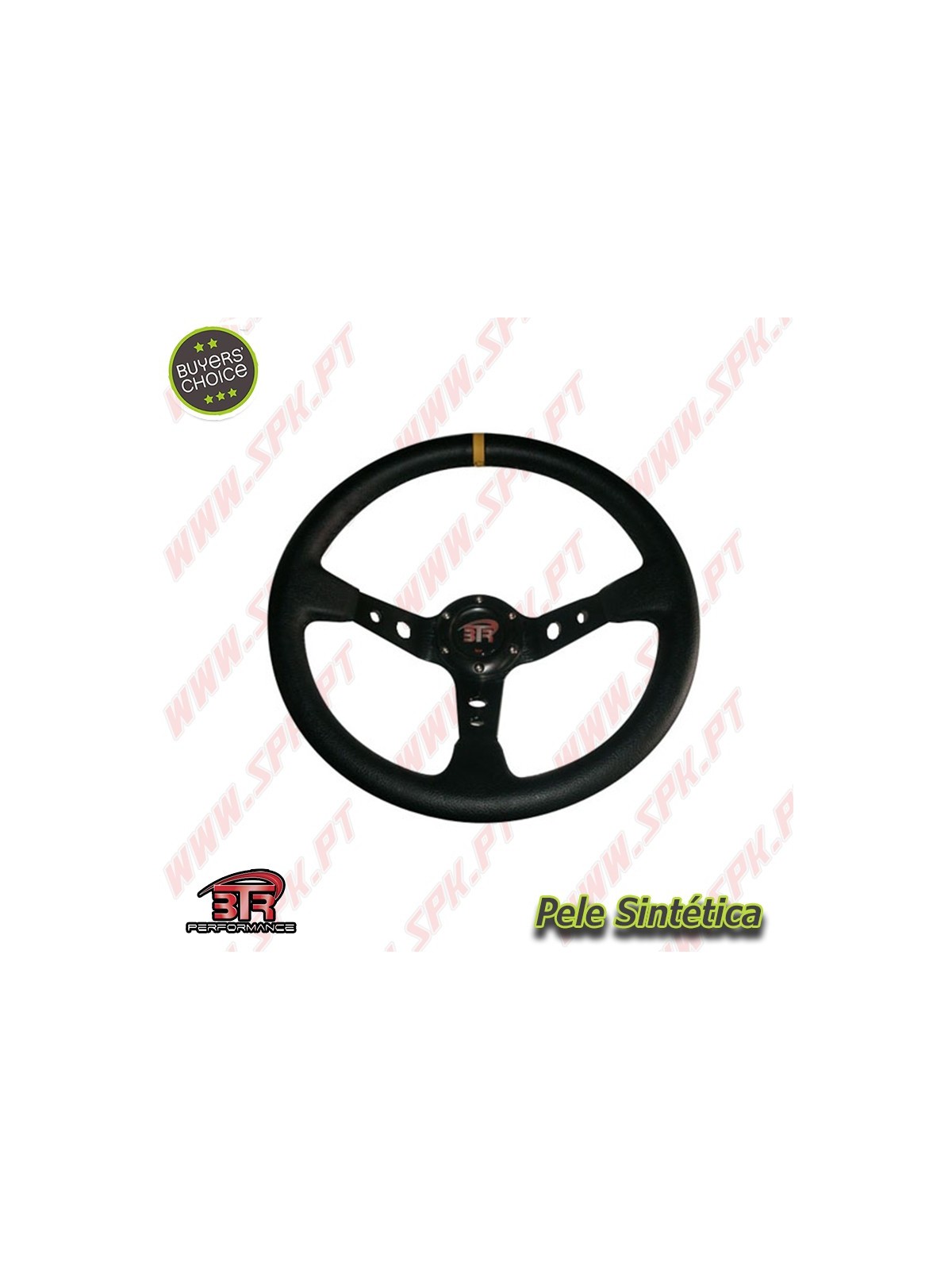 Volante C/Offset Pele / Negro+Amarelo - Aplicação Universal