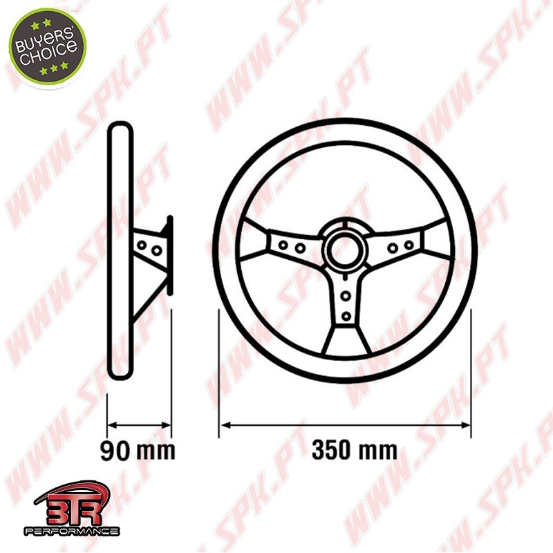 Volante C/Offset Pele / Negro+Amarelo - Aplicação Universal