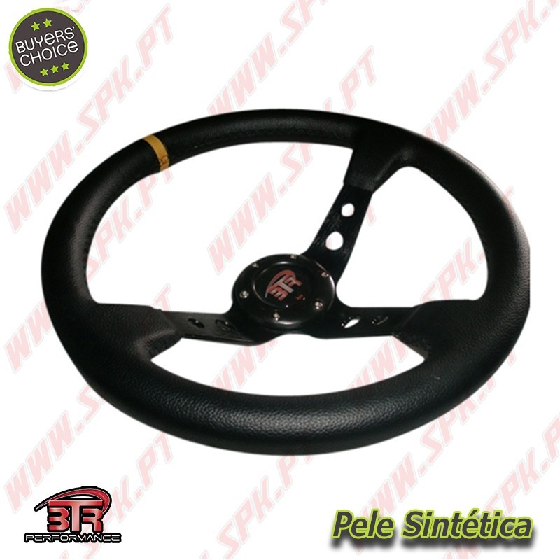 Volante C/Offset Pele / Negro+Amarelo - Aplicação Universal