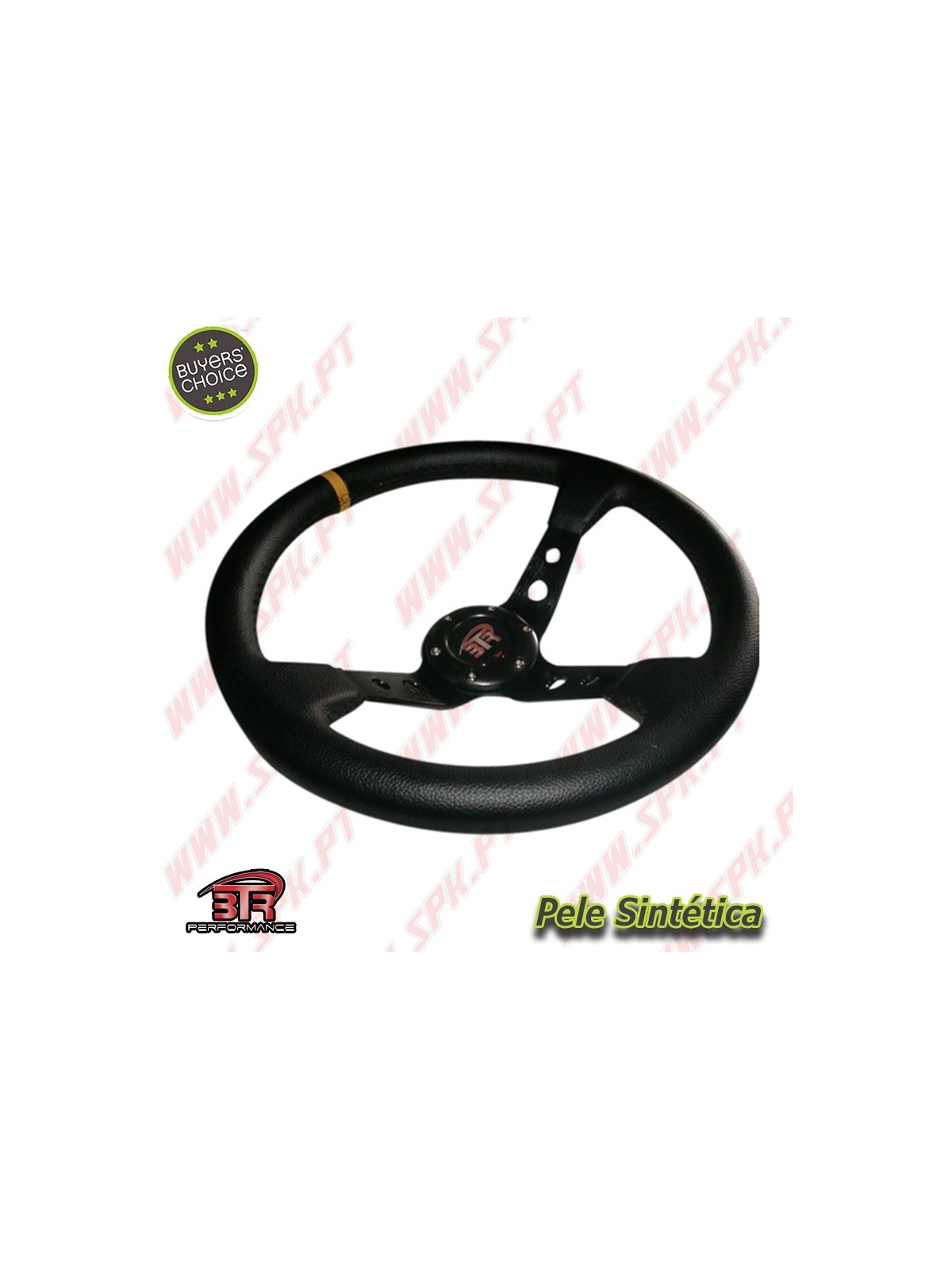 Volante C/Offset Pele / Negro+Amarelo - Aplicação Universal