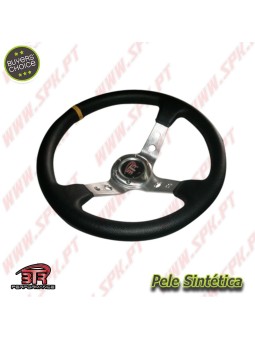 Volante C/Offset Pele / Prata+Amarelo - Aplicação Universal