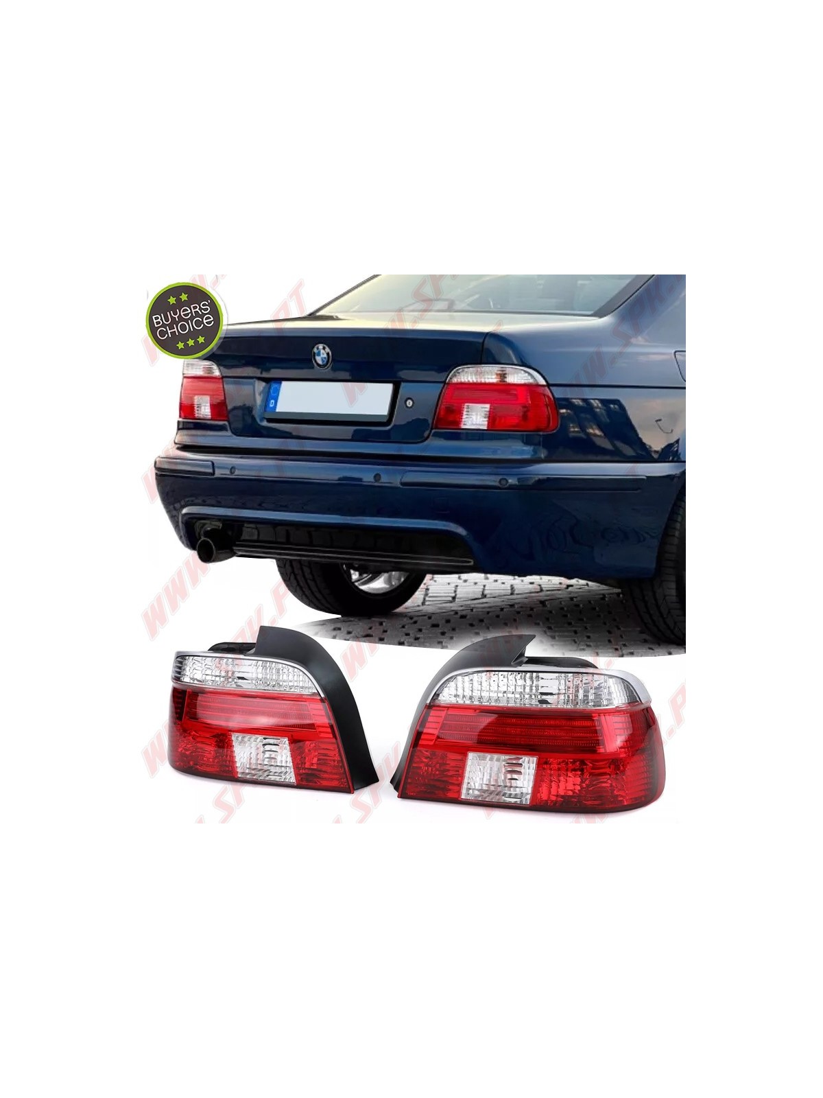 Farolins Look Cristal Red+Clear - BMW E39 Sedan (1996-2000) Farolins Look Cristal Red+Clear - BMW E39 Sedan (1996-2000)