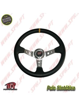 Volante C/Offset Pele / Prata+Amarelo - Aplicação Universal