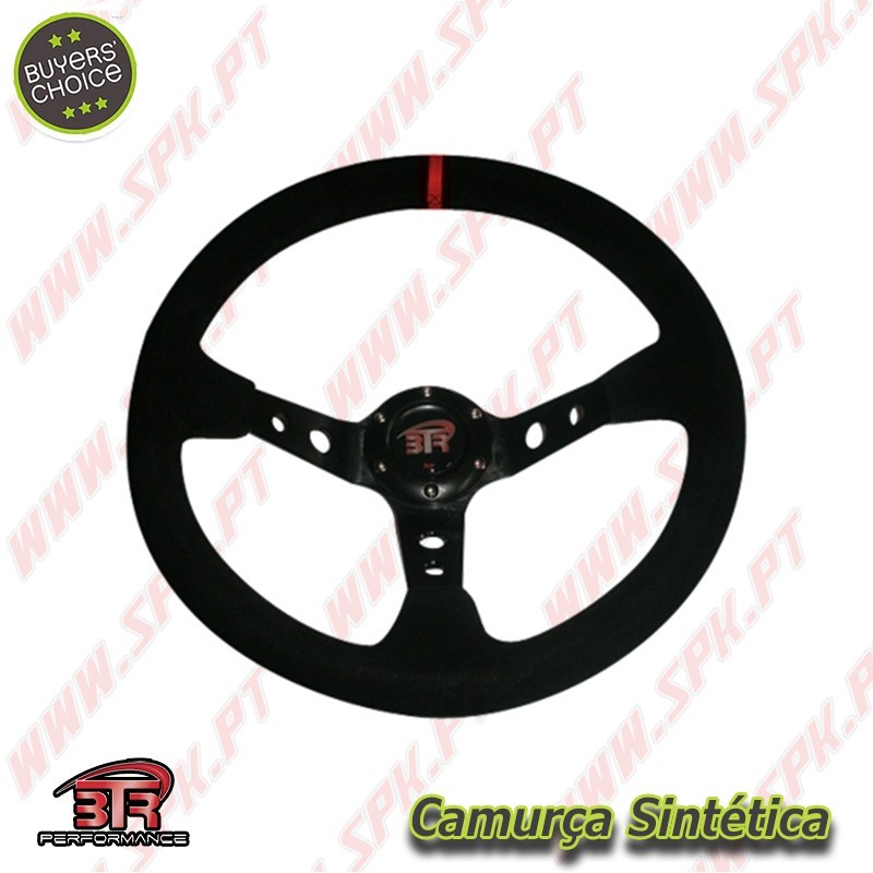 Volante C/Offset Camurça / Negro+Vermelho - Aplicação Universal