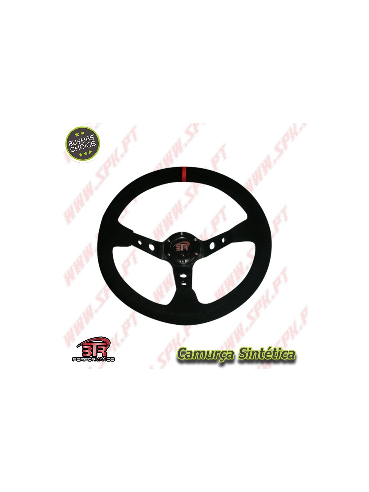 Volante C/Offset Camurça / Negro+Vermelho - Aplicação Universal