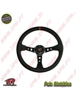 Volante C/Offset Pele / Negro+Vermelho - Aplicação Universal