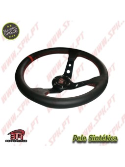 Volante C/Offset Pele / Negro+Vermelho - Aplicação Universal
