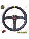 Volante Plano em Pele / Negro+Amarelo - Aplicação Universal