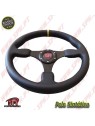 Volante Plano em Pele / Negro+Amarelo - Aplicação Universal