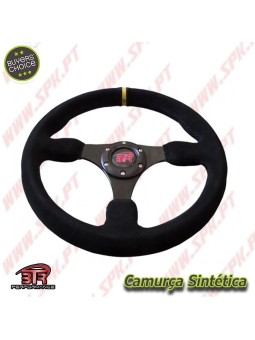 Volante Plano em Camurça / Negro+Amarelo - Aplicação Universal