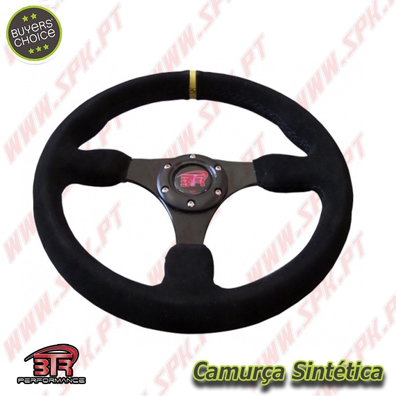 Volante Plano em Camurça / Negro+Amarelo - Aplicação Universal