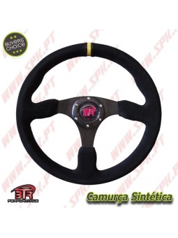 Volante Plano em Camurça / Negro+Amarelo - Aplicação Universal