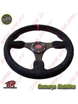 Volante Plano em Camurça / Negro+Vermelho - Aplicação Universal