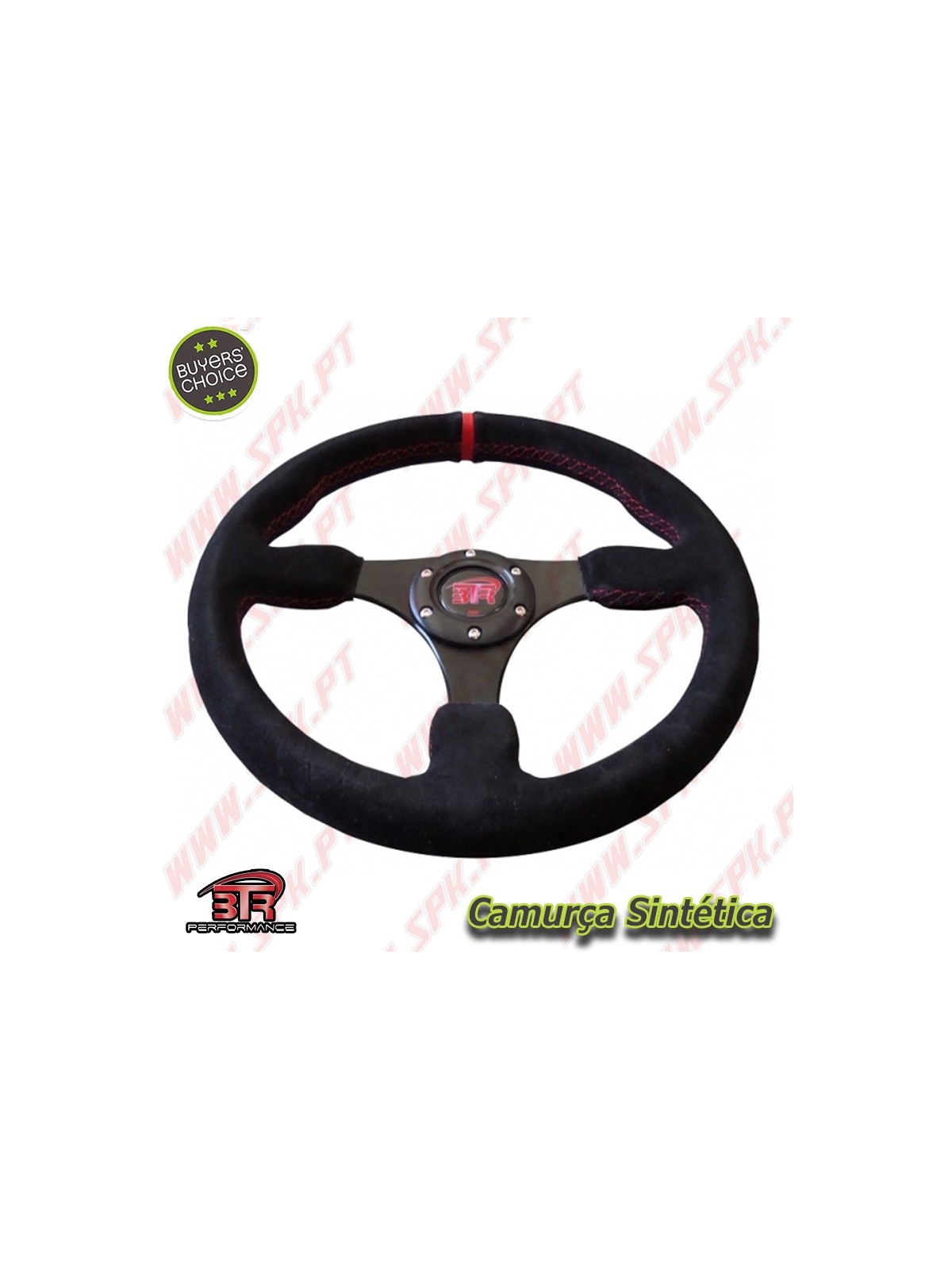 Volante Plano em Camurça / Negro+Vermelho - Aplicação Universal