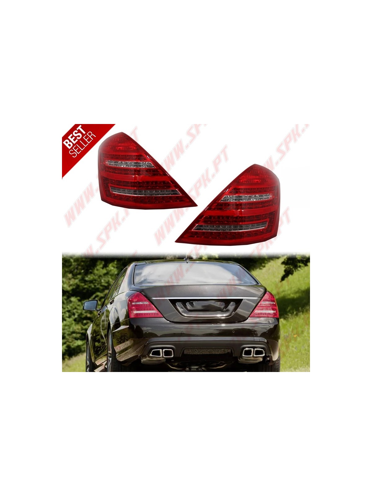 Farolins LED Look Facelift Red+Clear - Mercedes W221 (2005-2009)