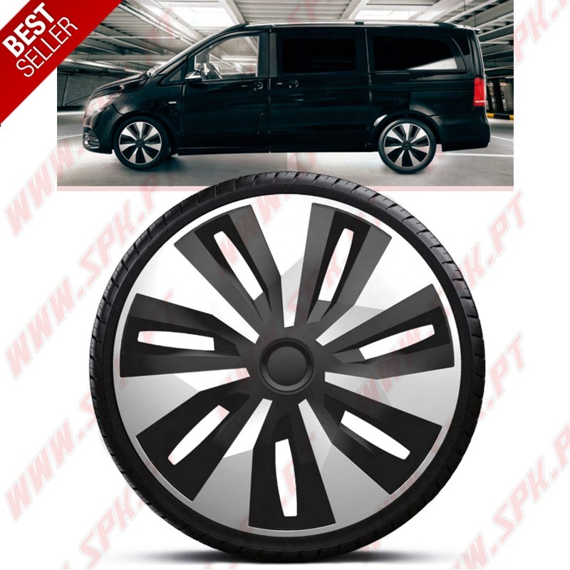 Pack 4 Tampões de Roda 15" - V.1 Silver&Black (Auto-Caravanas / Van / Mini-Bus) Pack 4 Tampões de Roda 15" - V.1 Silver&Black (Auto-Caravanas / Van / Mini-Bus)