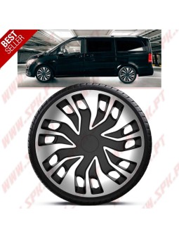 Pack 4 Tampões de Roda 15" - V.2 Silver&Black (Auto-Caravanas / Van / Mini-Bus)