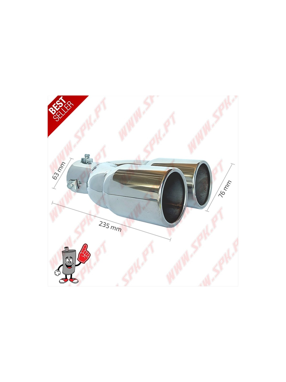 Ponteira de Escape Inox V.2 - Dupla 2x75mm