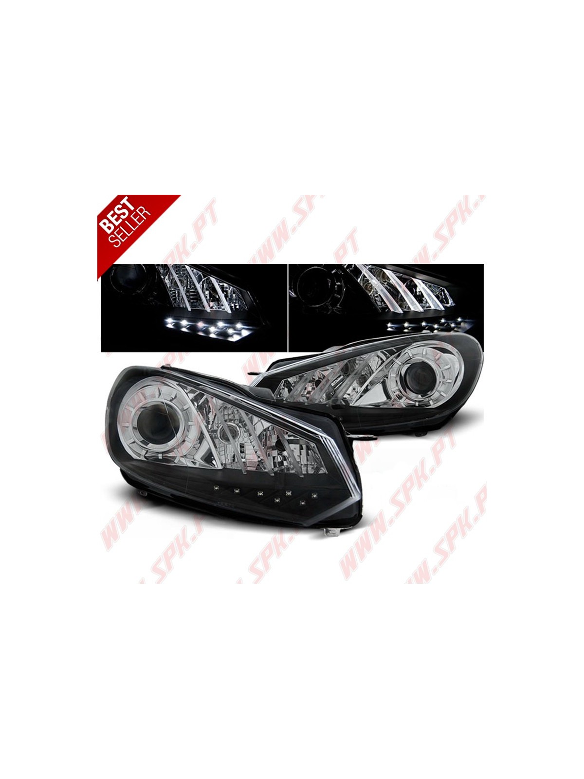 Faróis LED DRL / Black - VW Golf 6 (2008-2012) Faróis LED DRL / Black - VW Golf 6 (2008-2012)