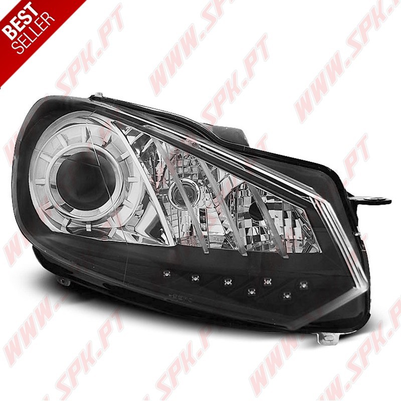 Faróis LED DRL / Black - VW Golf 6 (2008-2012) Faróis LED DRL / Black - VW Golf 6 (2008-2012)