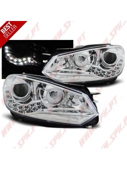 Faróis LED DRL V.2 / Chrome - VW Golf 6 (2008-2012)