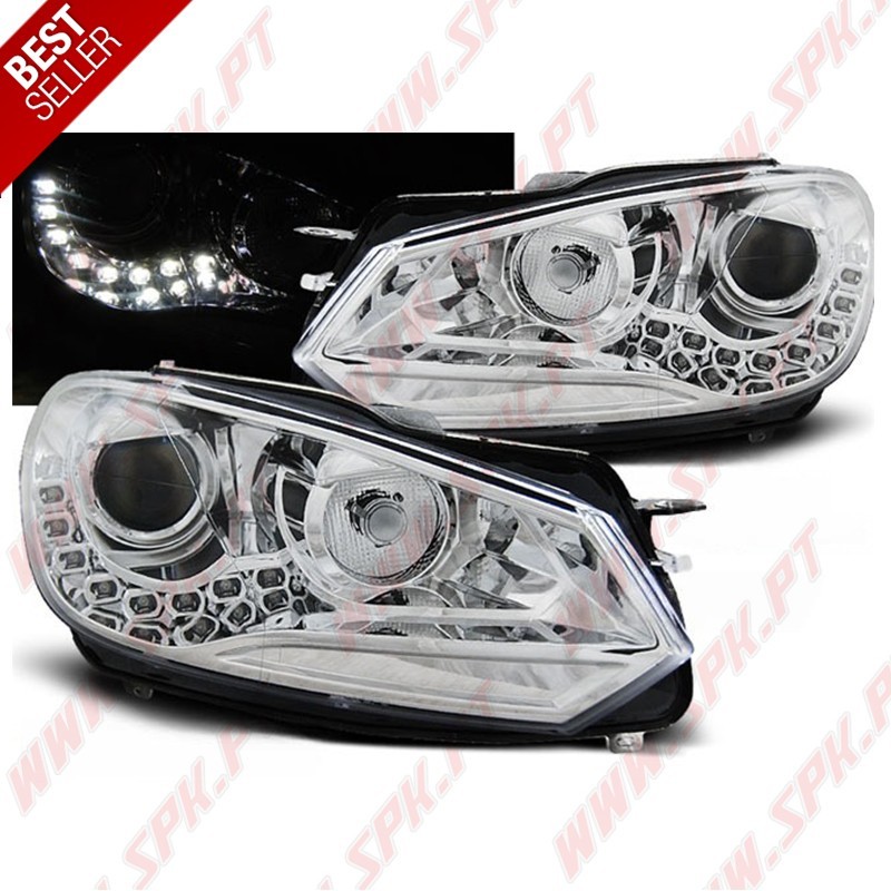 Faróis LED DRL V.2 / Chrome - VW Golf 6 (2008-2012) Faróis LED DRL V.2 / Chrome - VW Golf 6 (2008-2012)